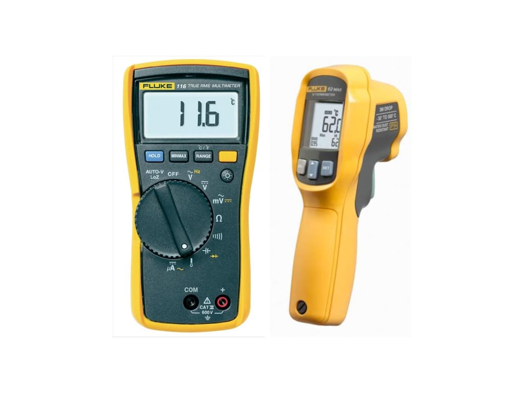 FLUKE 116/62 MAX+ HVAC MULTIMETER & IR THERMOMETER COMBO KIT