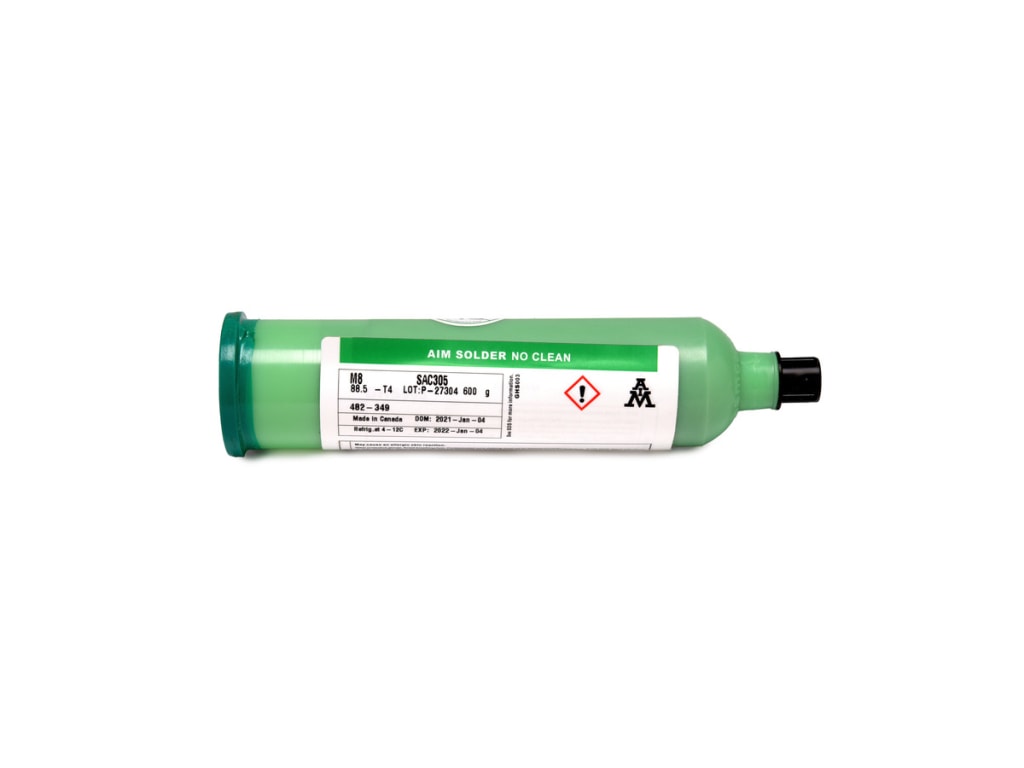 AIM Solder 89275 - Solder Paste, No Clean, LF, T4, 88.5%, SAC306, 600g  Cartridge, 38 Micron Series | TEquipment