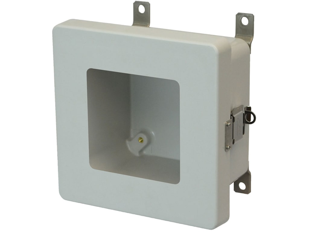 Allied Moulded AM664LW 6x6x4 NEMA 4X Fiberglass Enclosure With Quick allied-moulded-am664lw-6x6x4-nema-4x-fiberglass-enclosure-with-quick
