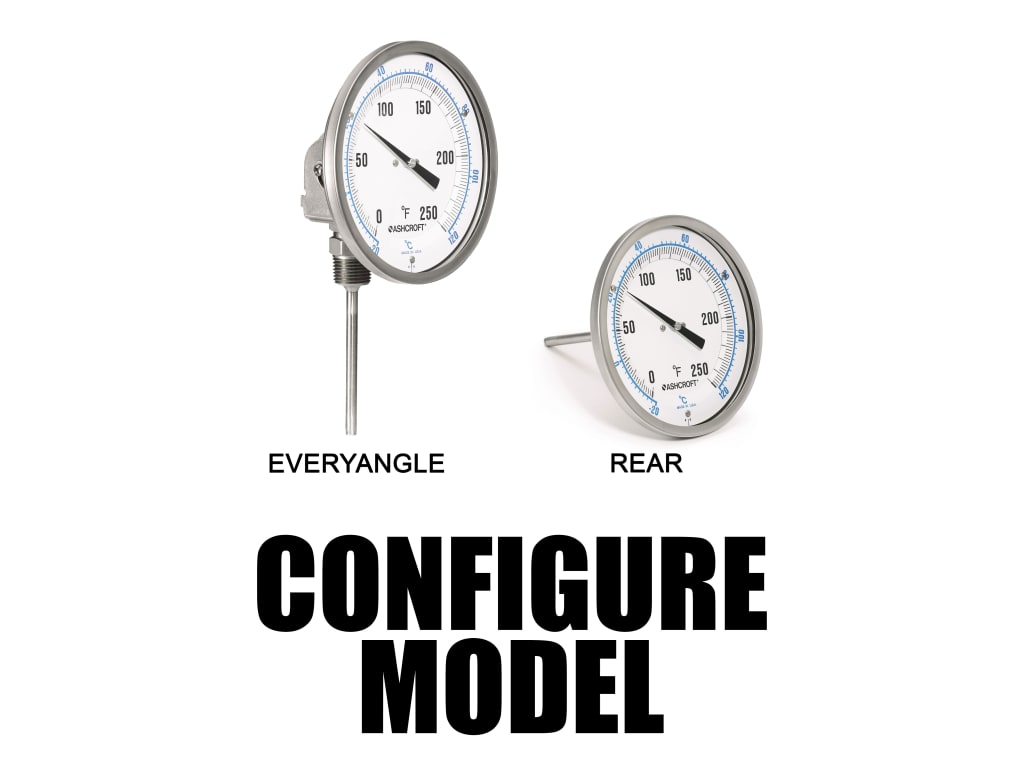 Ashcroft 50EL Bimetal Liquid Filled Thermometer, 5 inch Dial Size