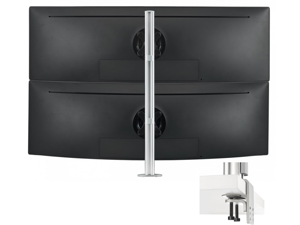 Atdec Dual-Stack Heavy Monitor Desk Mount - Flat/Curved Up to 49in - VESA 75x75