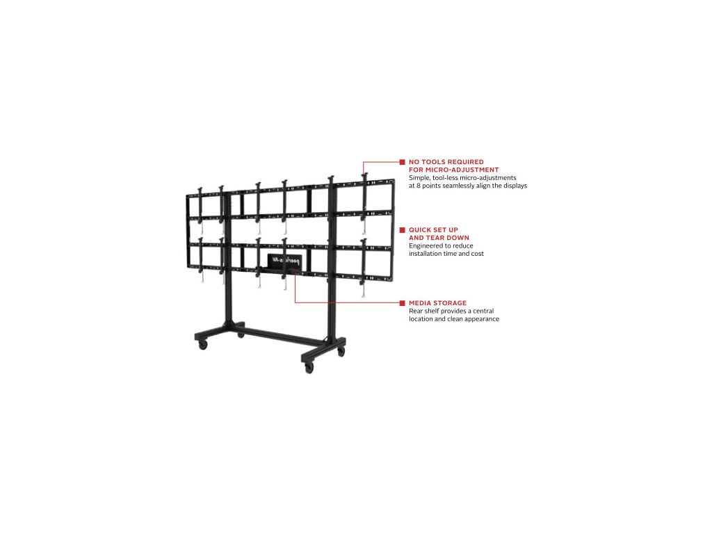 Peerless DSC5553X2 Portable Video Wall Cart 2x2 and 3x2 Touchboards