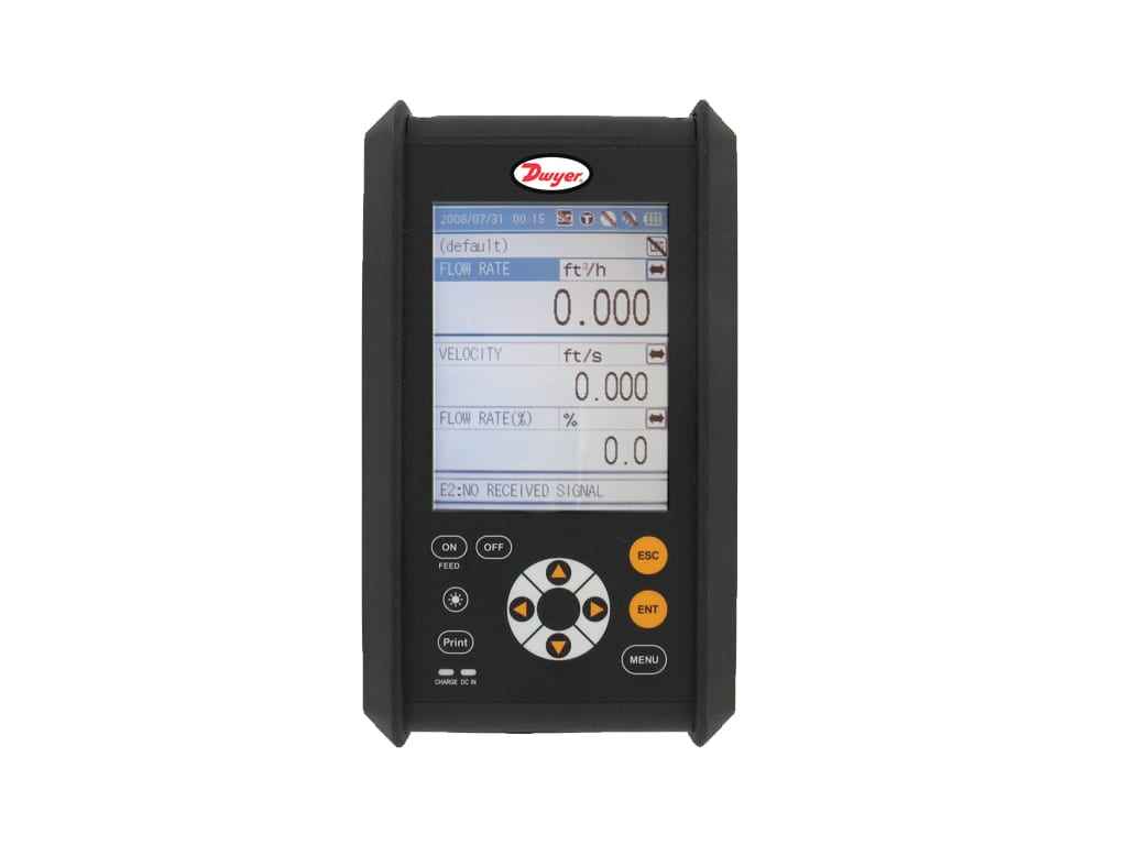 Dwyer PUX2PR Portable Ultrasonic Flowmeter with Printer and 5m Coaxial