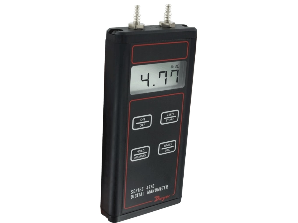 Dwyer 477B1 Handheld Digital Manometer, 0 to 20" w.c. (0 to 4.982