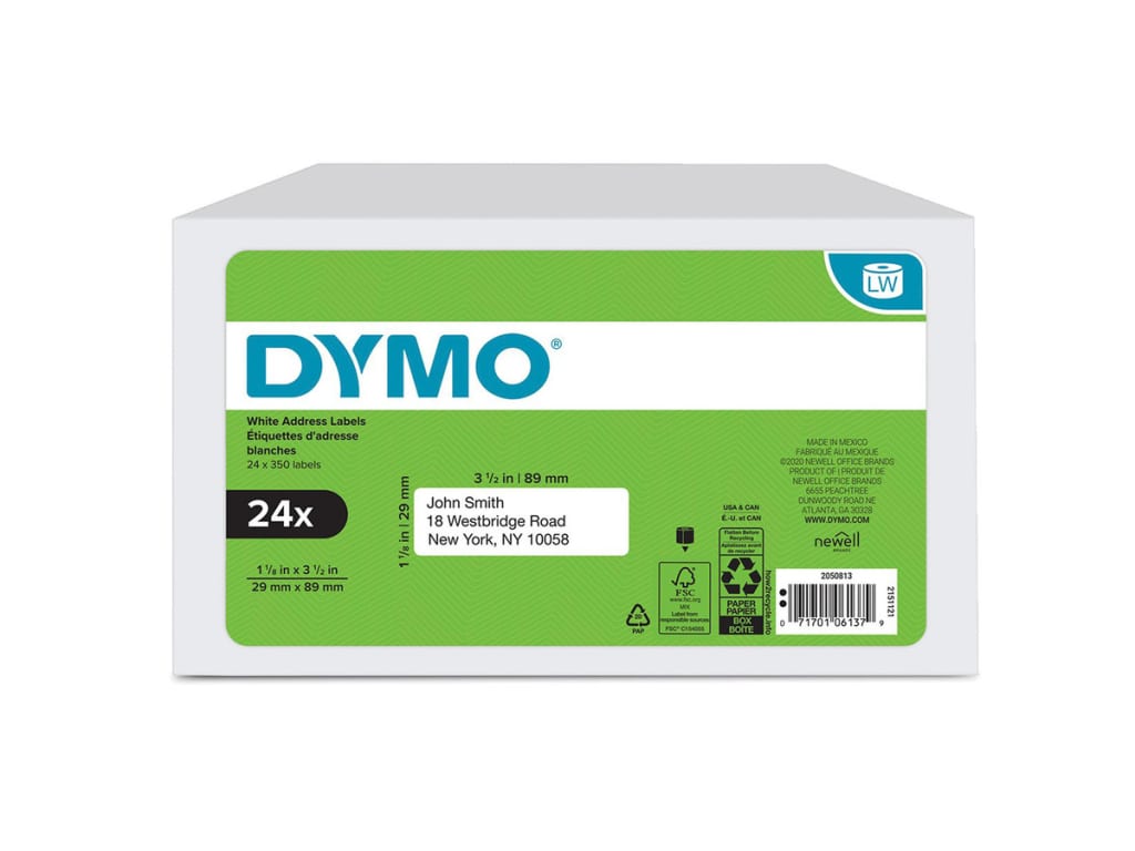 1-1/8 X 3-1/2 Clear Address Labels - Direct Thermal Paper - DYMO