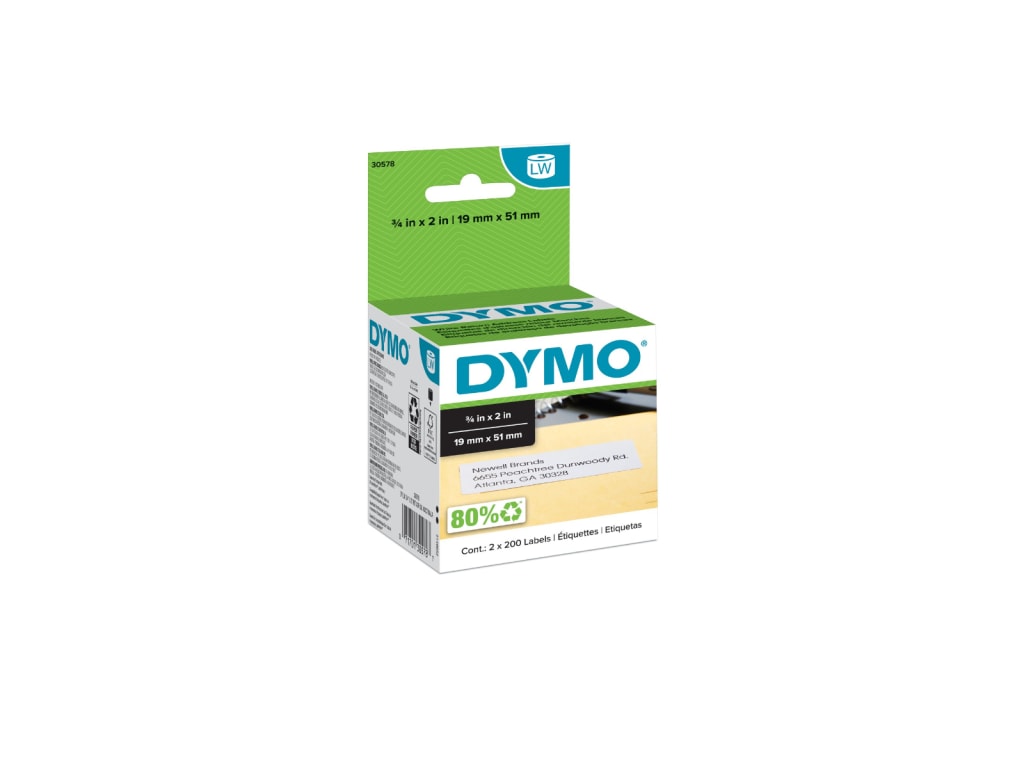  DYMO White 2x3-1/2 Card Stock 300 Per Roll