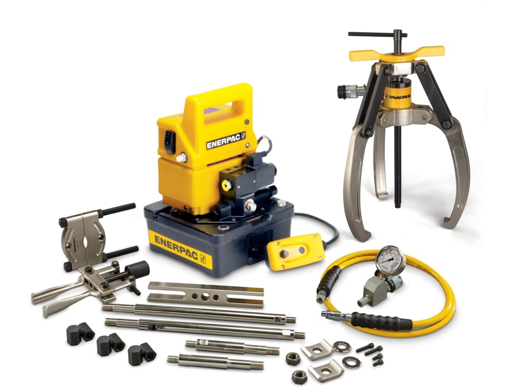 Enerpac LGHMS314EB Hydraulic LockGrip Master Puller Set w/ Electric Pump, 115V, 14 Ton