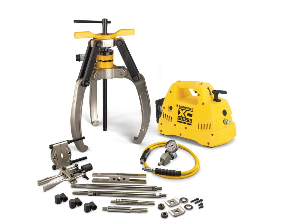 Enerpac LGHMS324CE Hydraulic LockGrip Master Puller Set w/ Cordless Pump, 230V, 24 Ton