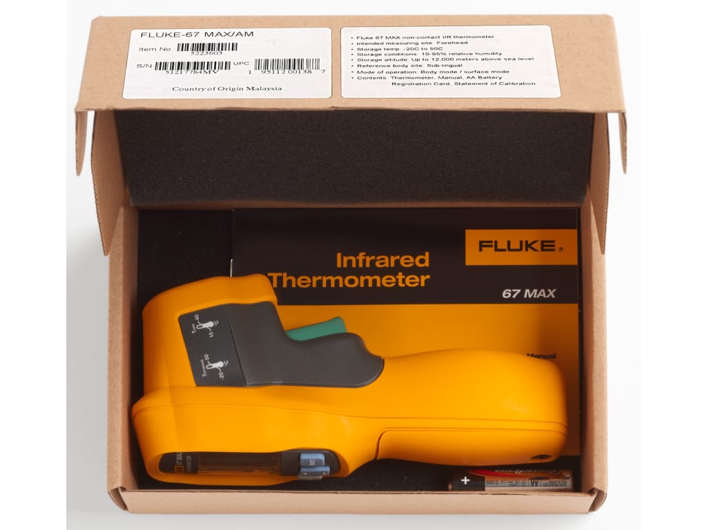 Fluke 67 MAX - Clinical Infrared Thermometer (±0.5°F Accuracy Over Range of  71.6°F to 109°F)