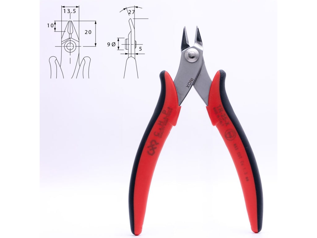 S Hakko CHP TRR-5000 Pro Heavy Duty Macro Soft Wire Cutter, Chamfered Cut, 5.0mm Hardened Carbon Steel Construction, 21-Degree Angled Jaw, 10 Gauge Soft Wire Cutting Capacity, 24 Gauge Steel Wire Cutting