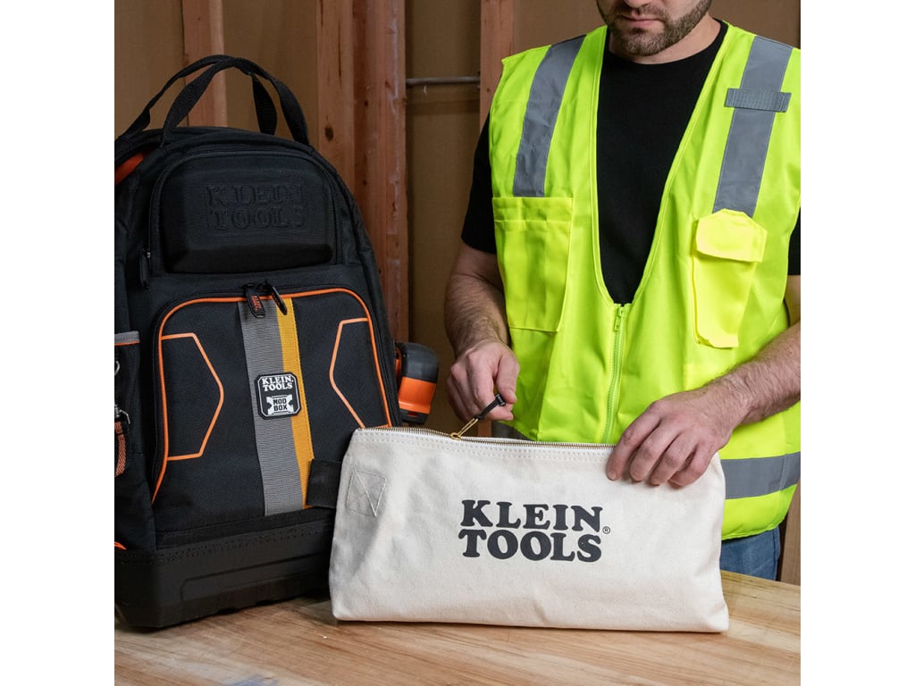 KCP Keystone Canvas products USA製 Klein Tools 62042 - Extra-Long Canvas Tool Pouch with Zipper, 16