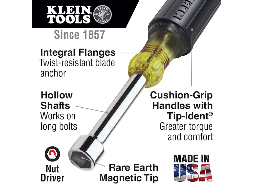 Klein Tools 646M 2-Piece Nut Driver Set - 6" Hollow Shanks, Magnetic ...