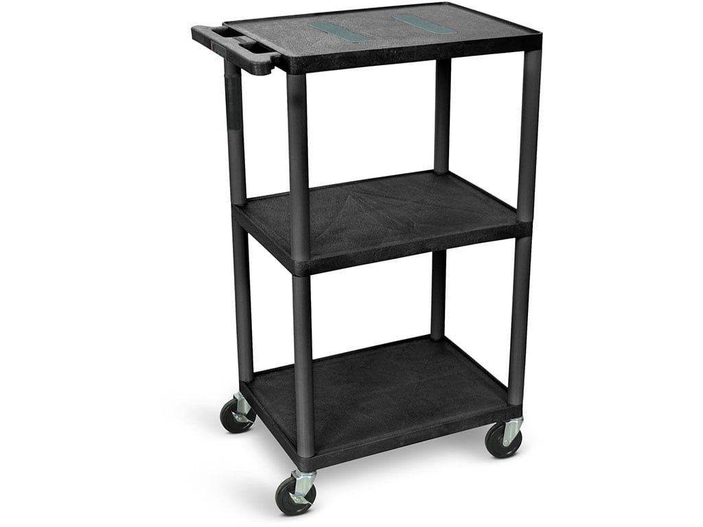 Luxor Leb42 B 42 H Endura Av Cart With Three Shelves Big Wheels Black Touchboards