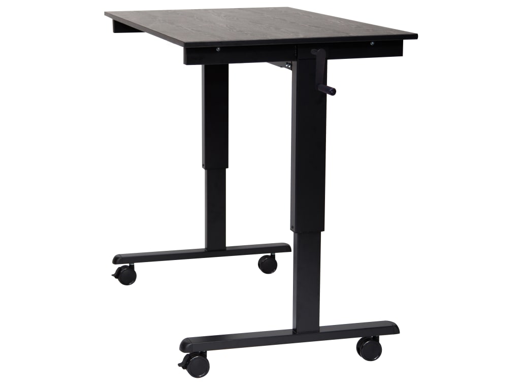 Luxor STANDCF48BK/BO 48inch Crank Adjustable Stand Up Desk Black Frame, Black Oak Finish