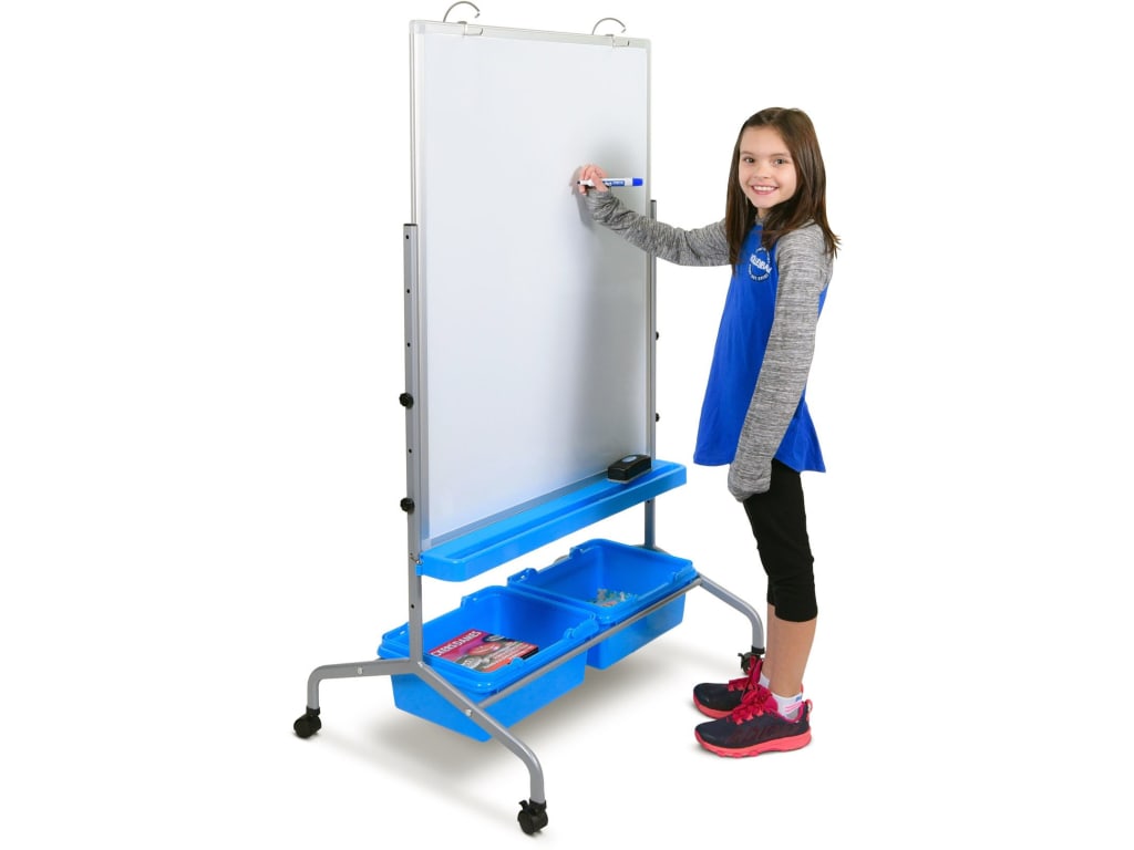 Luxor L330 - Classroom Whiteboard Stand with Storage Bins, 2.5ft x 3ft