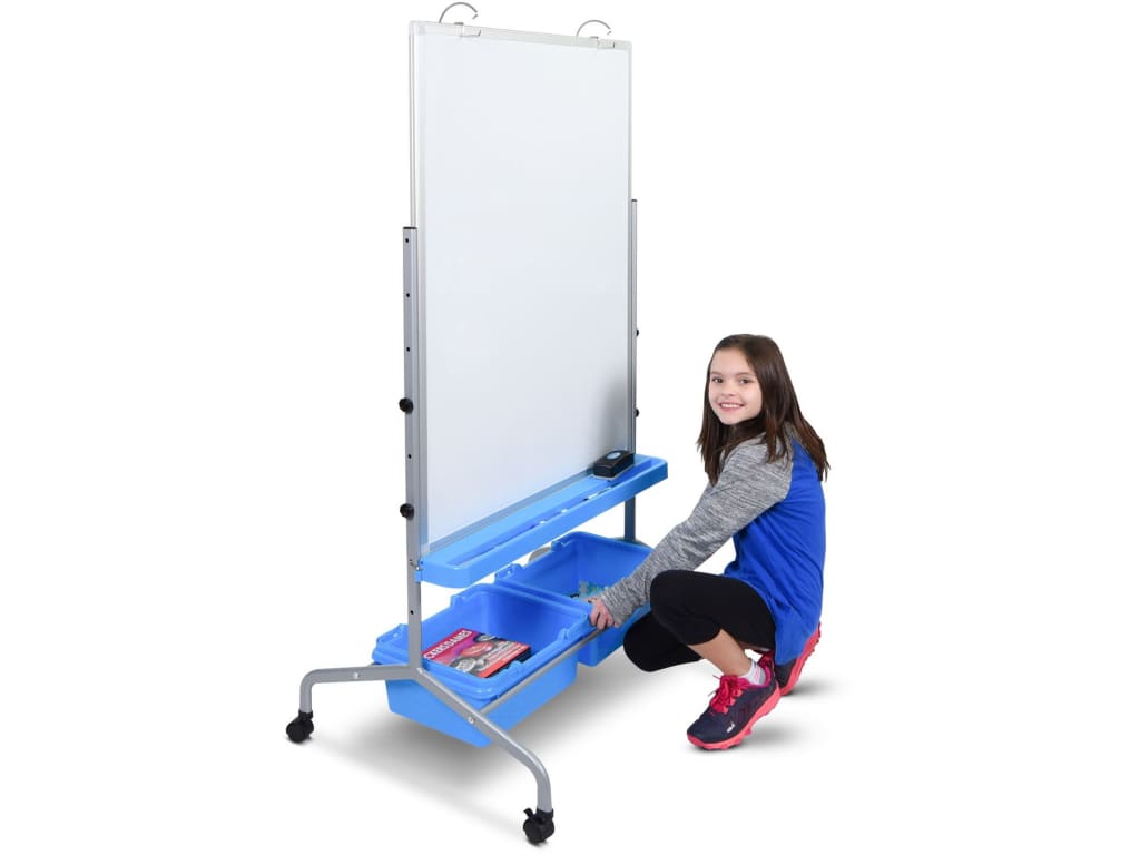 Luxor L330 - Classroom Whiteboard Stand with Storage Bins, 2.5ft x 3ft