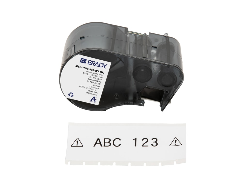 Brady M5C-1500-595-WT-BK - Printer Labels, Permanent Adhesive, Vinyl ...