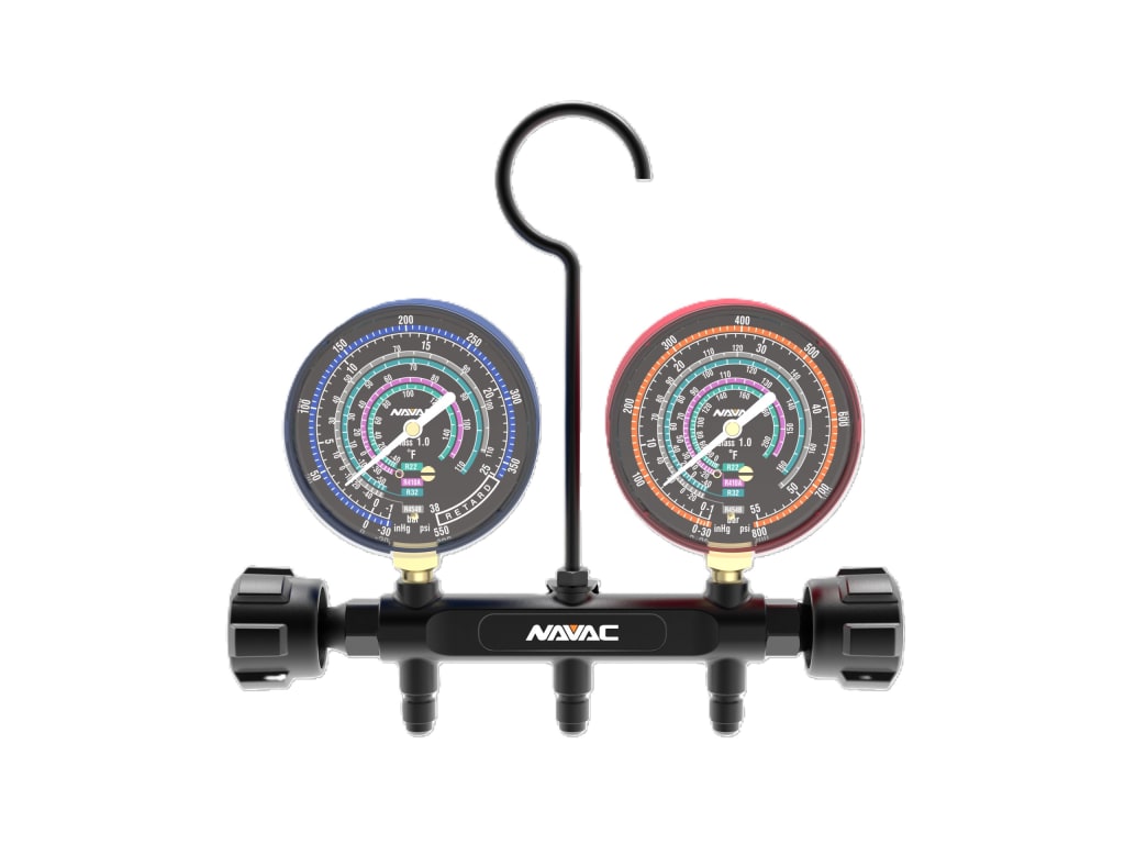NAVAC NMG12A Pro Manifold Gauge, Analog (R454B, R32, R410A, R22