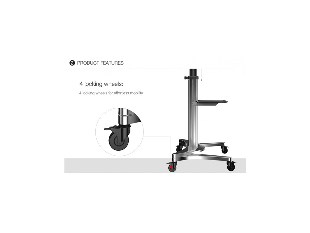 Loctek P2 Universal TV Cart with DVD Shelf and Wheels for 32" 70