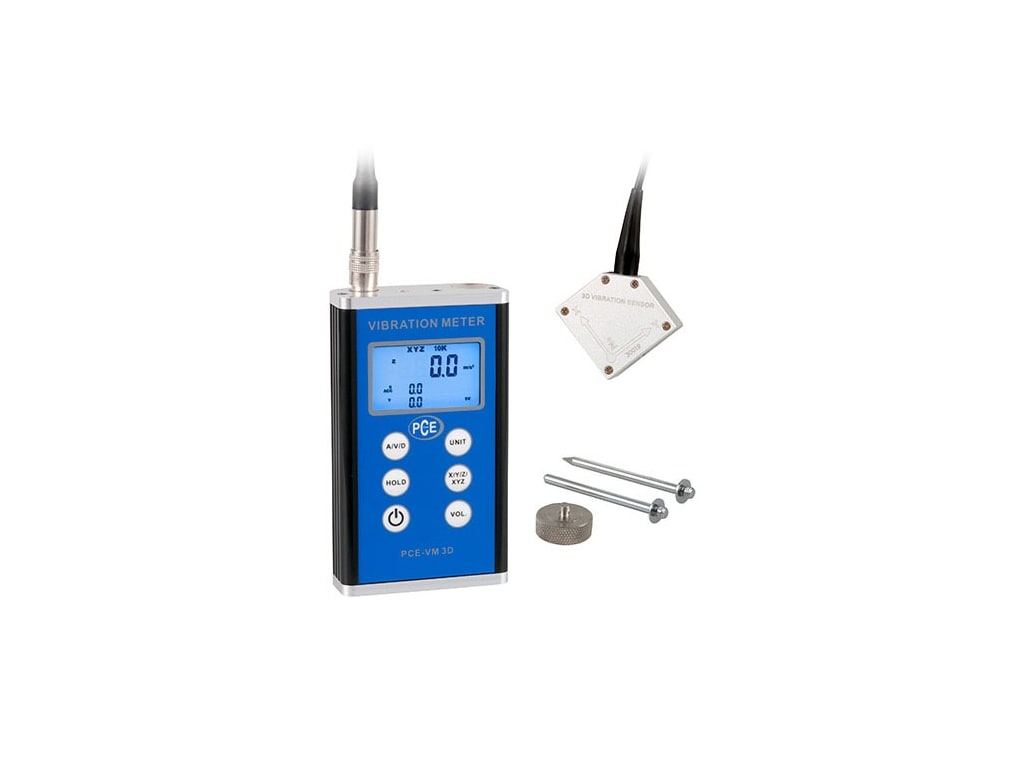 PCE PCEVM 3D Vibration Meter with Sensor, x, y, zaxis