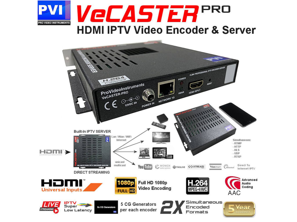 VeCASTER Pro 4K, 1 Channel 4K HDMI 2.0 UHD to IPTV H.264 RTMP HLS UDP  Professional Streaming HD Video Encoder