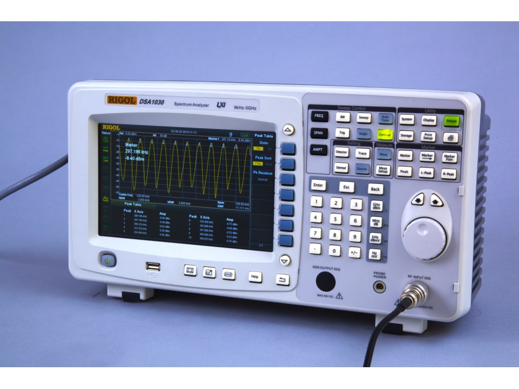 Rigol DSA1030TG3 Spectrum Analyzers Bandwidth Range Max 3 Ghz, Bandwith Range Min 9 kHz