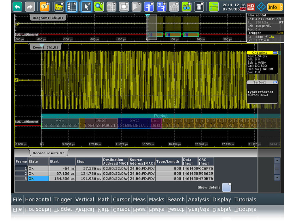 Rohde and Schwarz RTO-K8 - Ethernet Serial Decoding (Catalog 1329.7331. ...