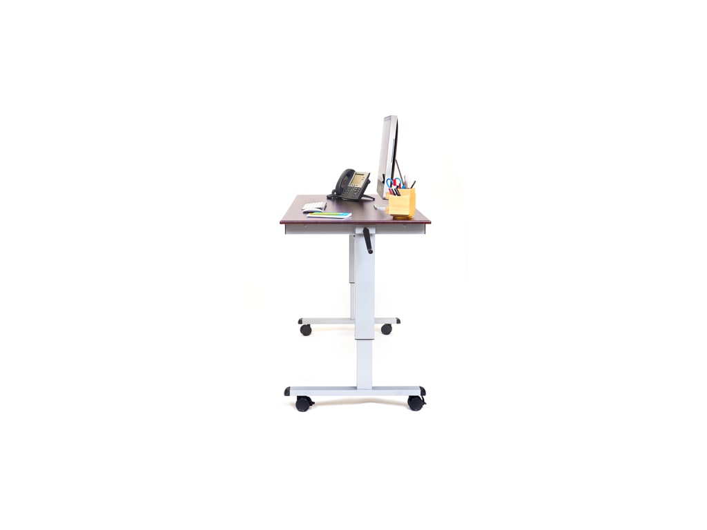 luxor 2-tier crank adjustable standup desk black silver