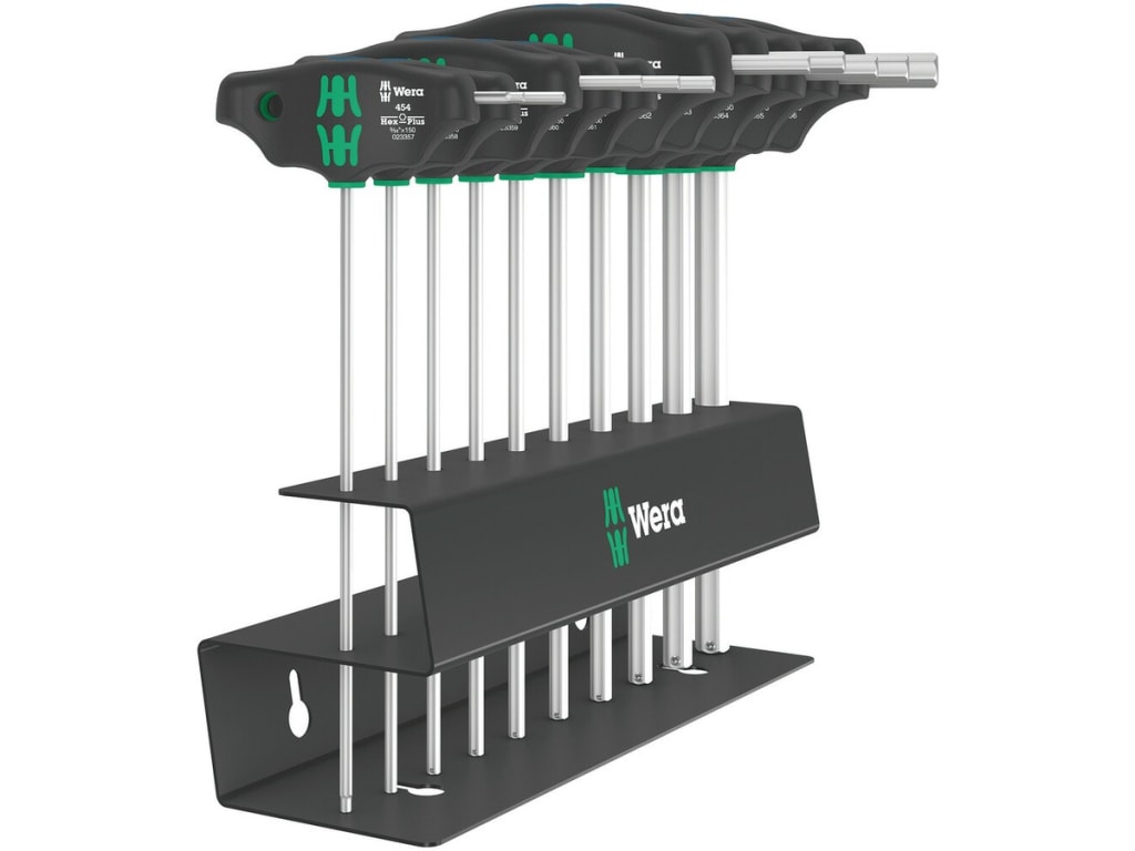 Wera Tools 05023454001 - 454/10 HF Imperial T-handle Hex-Plus Screwdriver  Set w/Holding Function, 10pcs