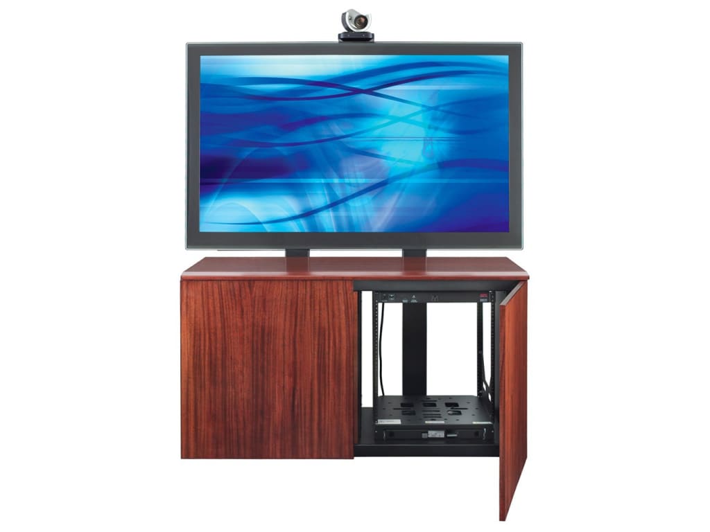 AVTEQ Credenza2V 2Bay Technology Credenza, Veneer Finish Touchboards