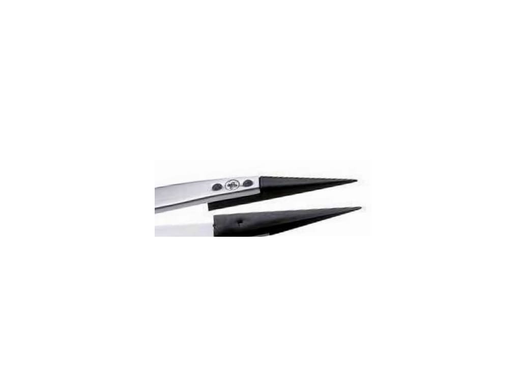 Plastic Precision Tweezers for Electronics Type 2ACFR with ESD Safe Handles  and Straight, Very Fine, Round, Flat Tips