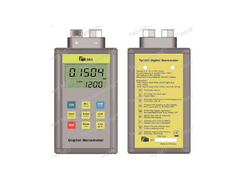 TPI 665 Digital Manometer with Data Logging for gas applications only