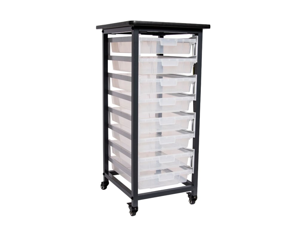 Luxor MBS-DR-8S4L-CL Mobile Bin Storage Unit - Double Row with Large and  Small Clear Bins