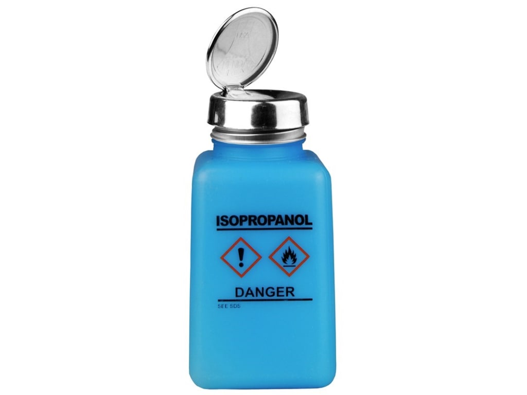 Menda 35735 – durAstatic dissipative HDPE blue square bottle w/one-touch pump,