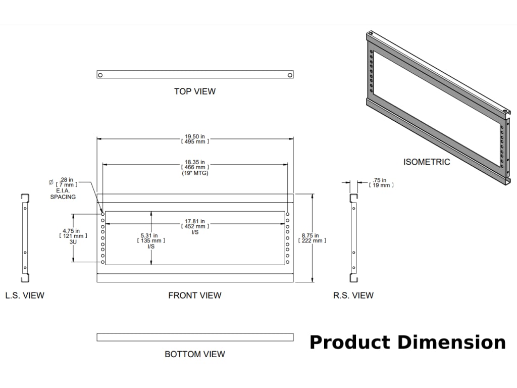 Hammond CBA1985BK1 Door Adapter Rack Mount Kit TEquipment
