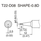 Hakko T22-D08 0.8 x 12mm Heavy Duty Chisel Tip