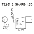 Hakko T22-D16 1.6 x 12mm Heavy Duty Chisel Tip
