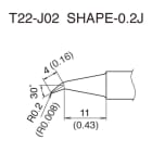 Hakko T22-J02 R0.6mm/30 deg. x 4mm x 11mm Heavy Duty Bent Tip