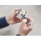 Fluke Networks Fiber Optic Cleaning Cube and Solvent Pen (in use)