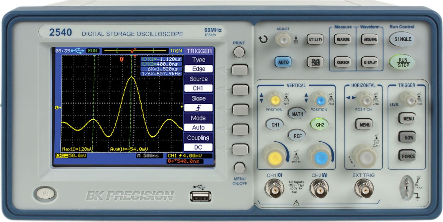 BK Precision 2540 - 60 MHz, 1 GSa/s Digital Storage Oscilloscope