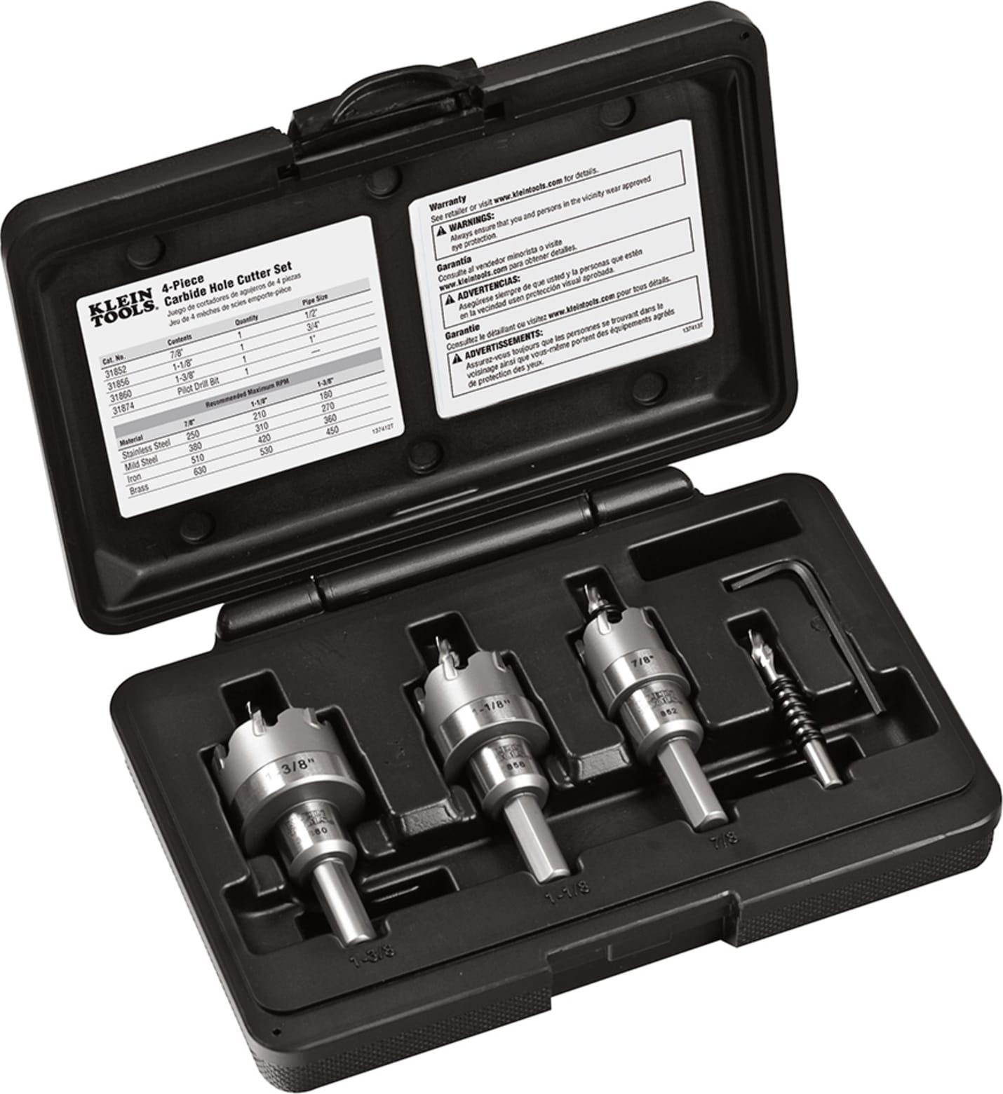 Klein Tools 31872 4-Piece Carbide Hole Cutter Set