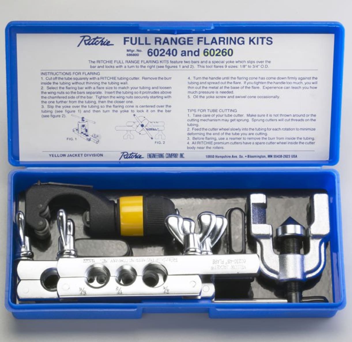 Yellow Jacket 60260 Full Range 45 Degree Flaring/Cutting Kit for 3/16" to 3/4" O.D.