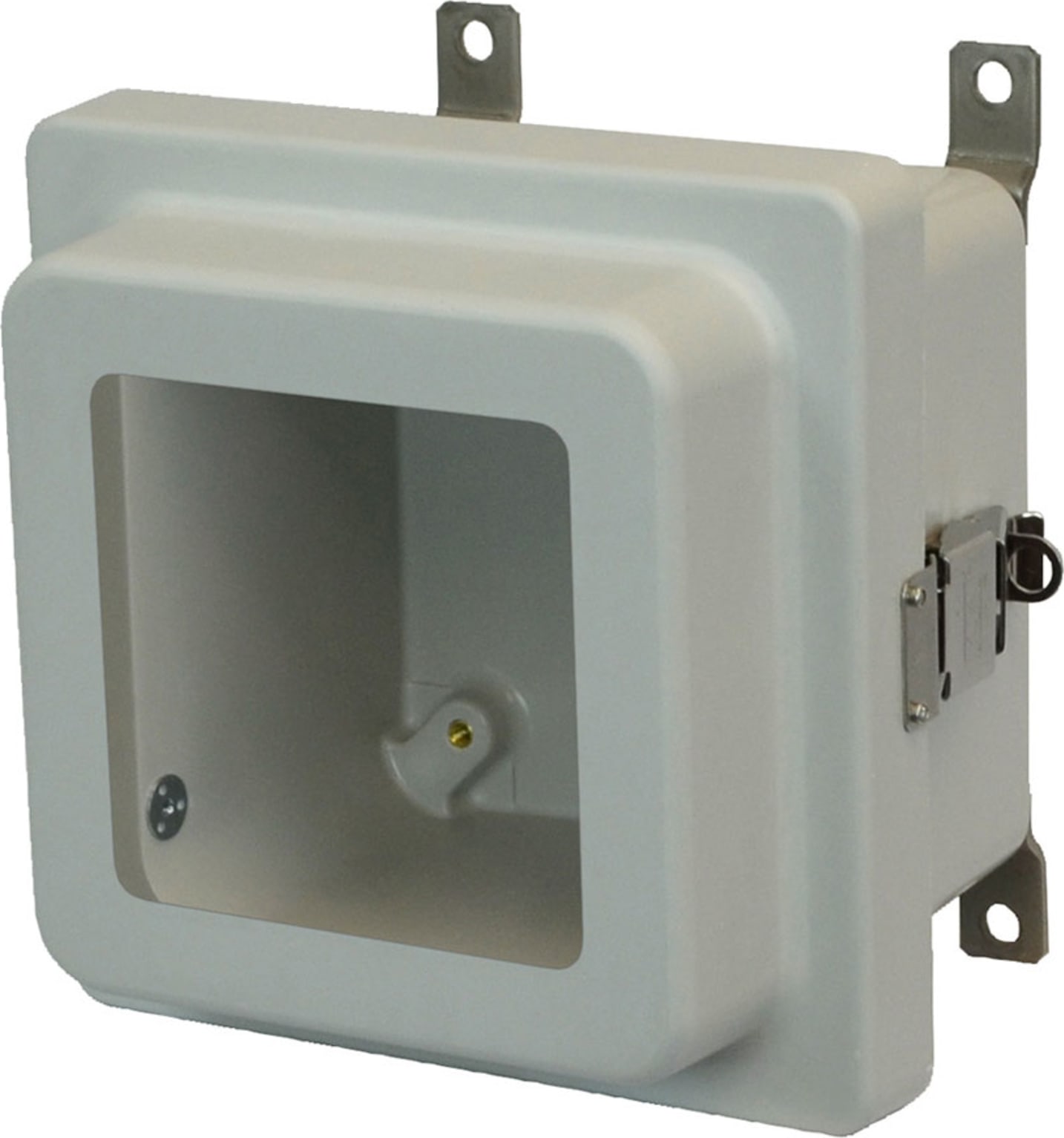 Allied Moulded AM664RLW 6x6x4 NEMA 4X Fiberglass Enclosure with Raised Snap Latch Hinged Window Cover