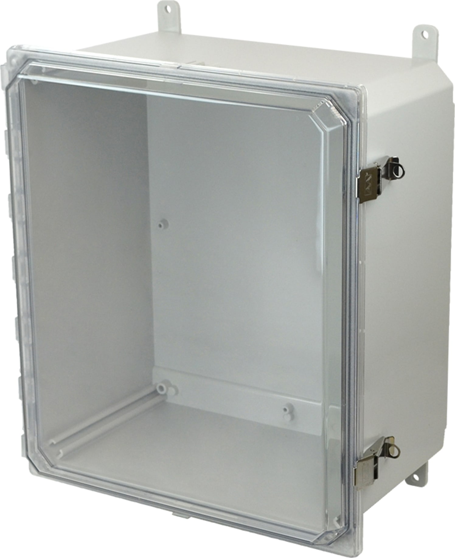 Allied Moulded AMP1648CCL Metal Snap Latch Hinged Clear Cover Wall Mount Enclosure Assembly