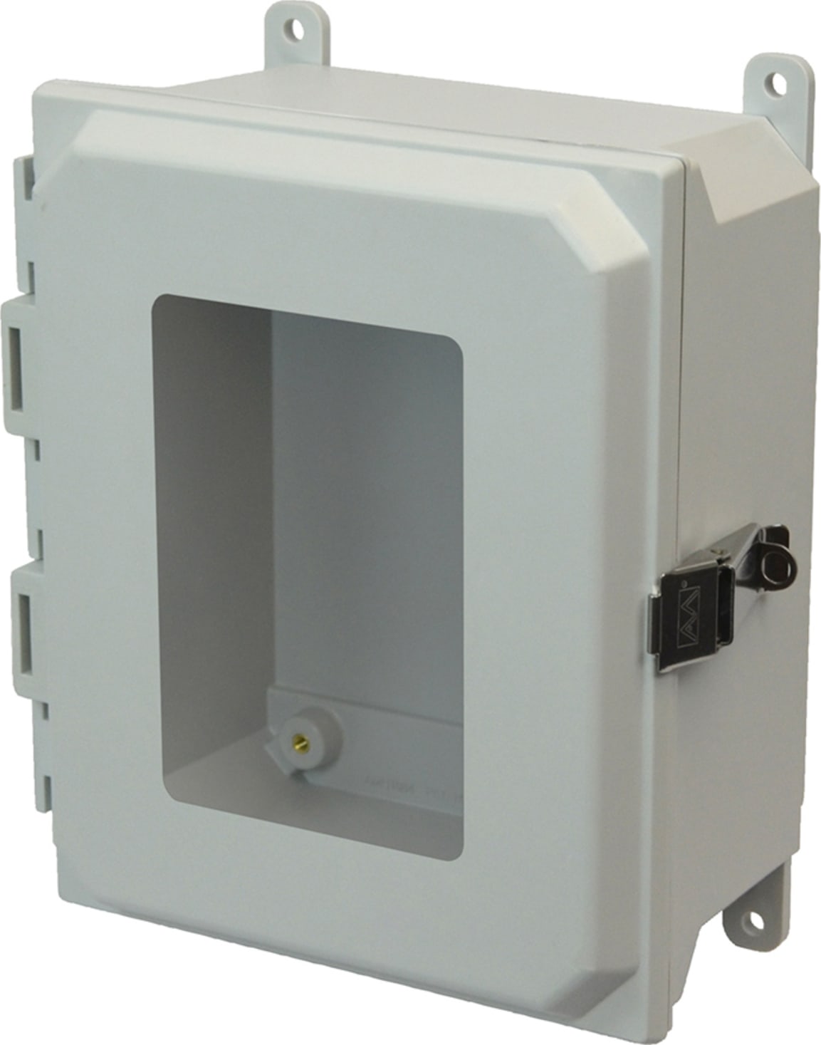 Allied Moulded AMU1084LW 10x8x4 NEMA 4X Fiberglass Enclosure with Snap Latch Hinged Cover and Window