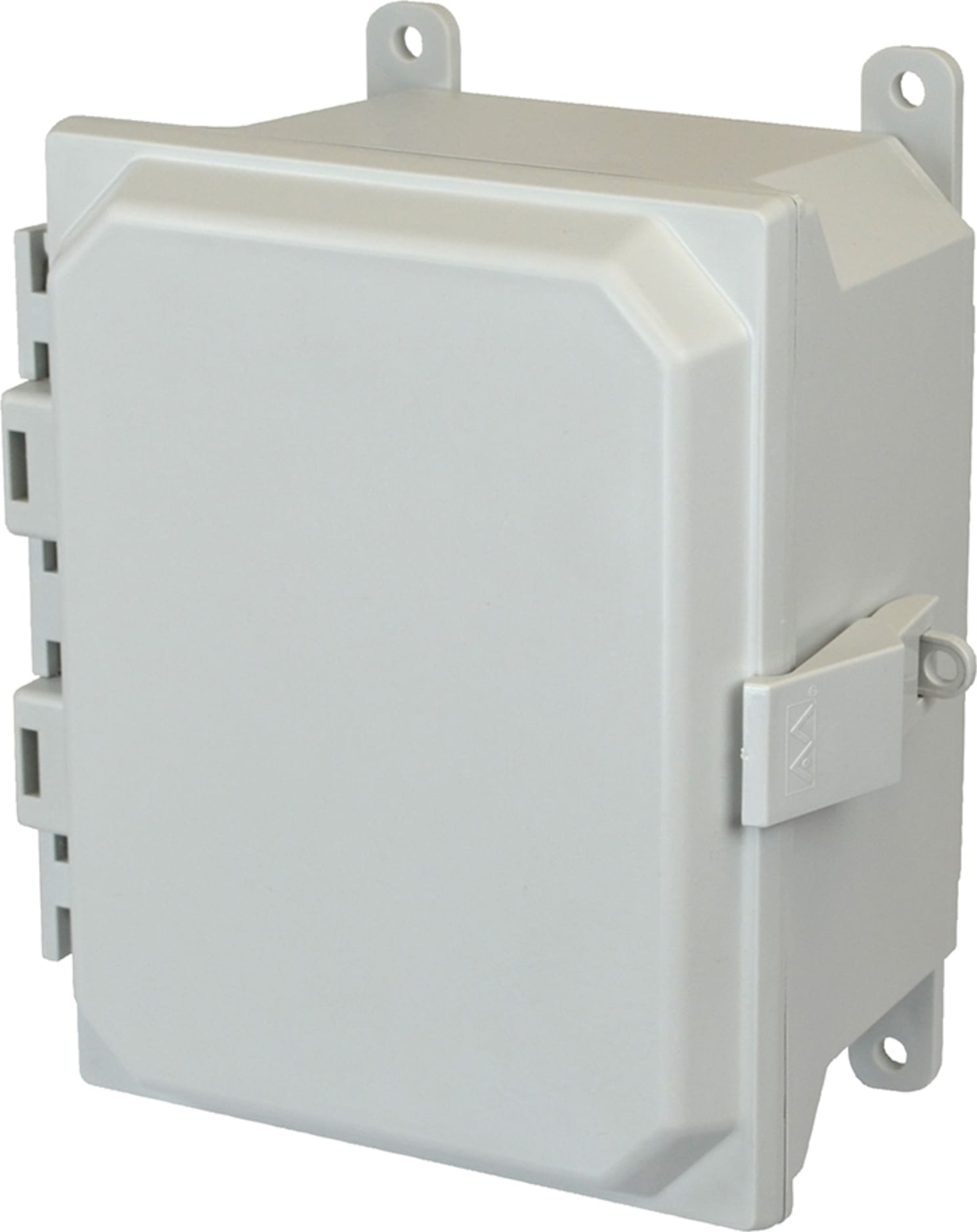 Allied Moulded AMU1084NL 10x8x4 NEMA 4X Fiberglass Enclosure Nonmetal Snap Latch Hinged Solid/Opaque Cover