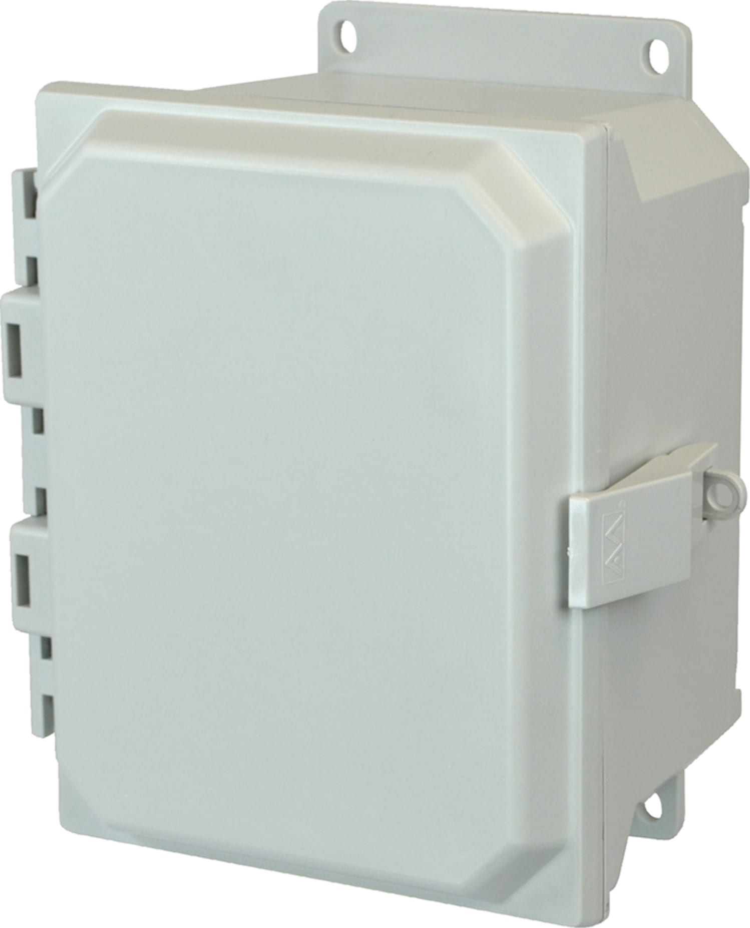 Allied Moulded AMU1084NLF 10x8x4 NEMA 4X Fiberglass Enclosure Nonmetal Snap Latch Hinged Solid/Opaque Cover