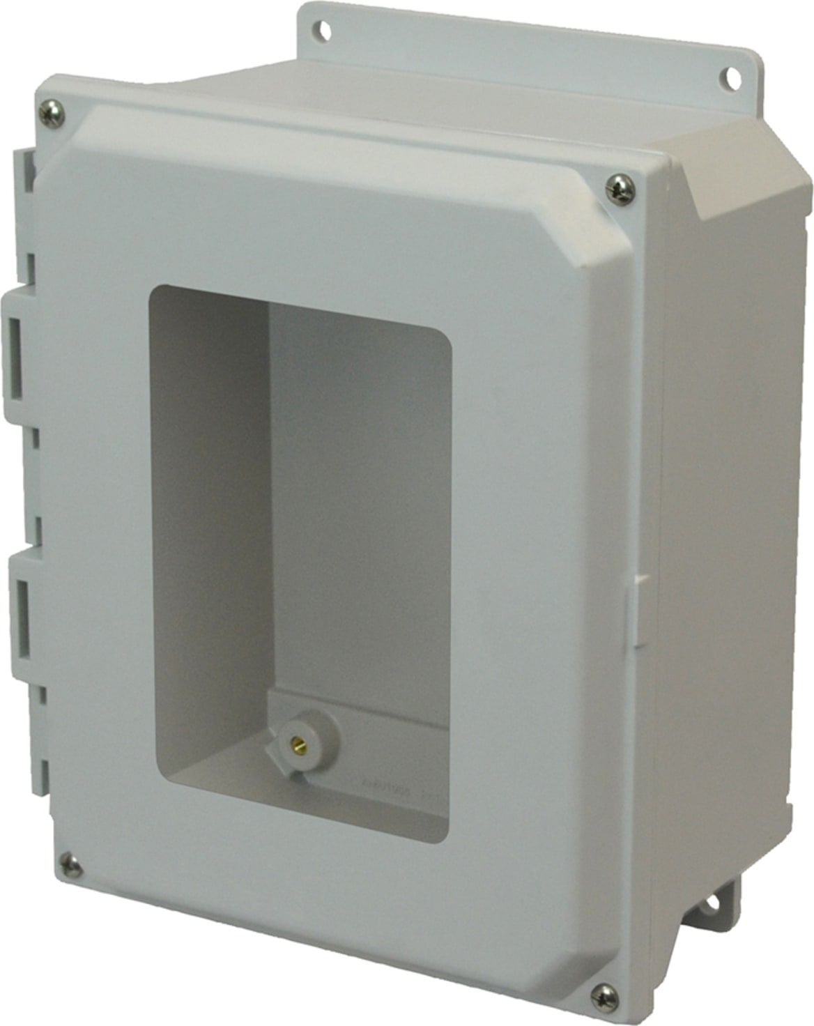 Allied Moulded AMU1084WF 10x8x4 NEMA 4X Lift-Off Screw Cover Fiberglass Enclosure with Window and Flange