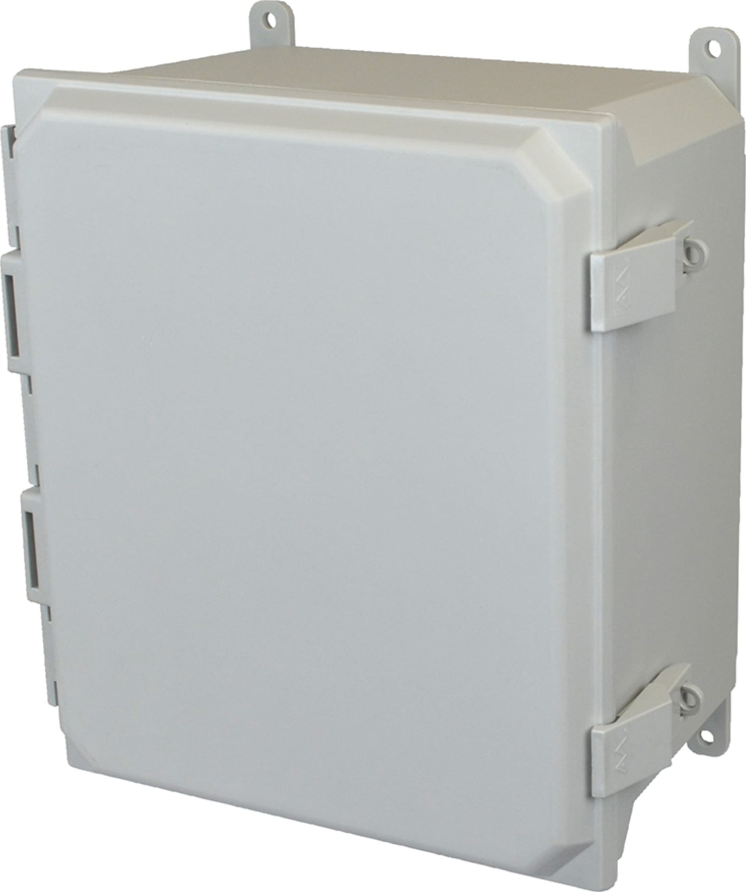 Allied Moulded AMU1206NL 12x10x6 NEMA 4X Fiberglass Enclosure Nonmetal Snap Latch Hinged Solid/Opaque Cover