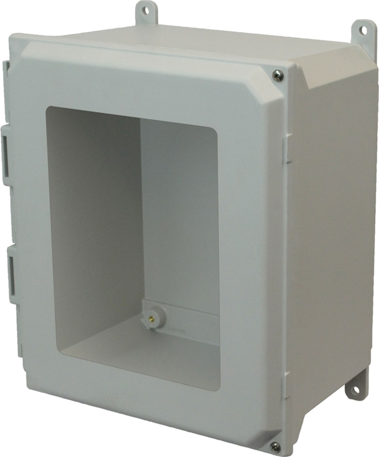 Allied Moulded AMU1426HW 14x12x6 NEMA 4X Hinged Screw Cover Window Foot Mount Fiberglass Enclosure